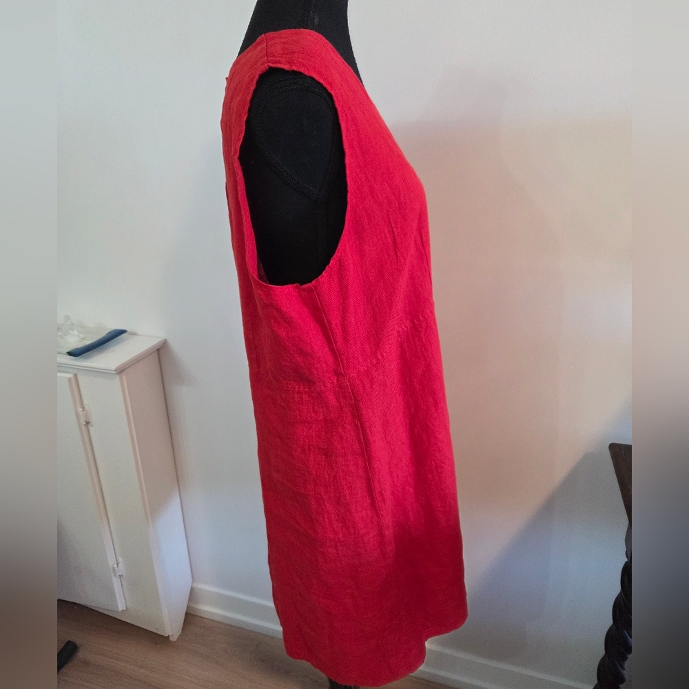FLAX red linen A-line dress Sz M - Picture 4 of 8